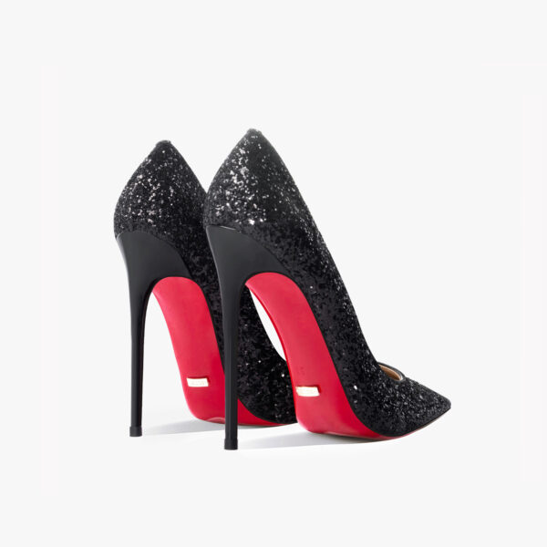 New 12cm Super Pointed High Heels Women's Black Silver Sequins - Image 5
