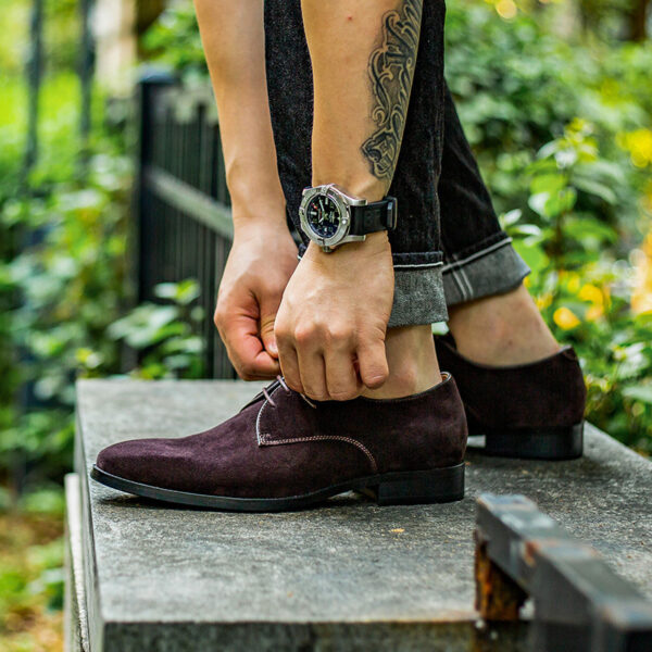 New Men's Leather Shoes Suede Soft Leather Handmade Business Formal Derby - Image 5
