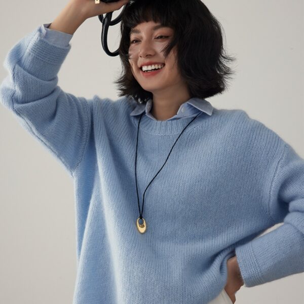 Pure Cashmere Wide Sweater Pullover Women's Thick - Image 4