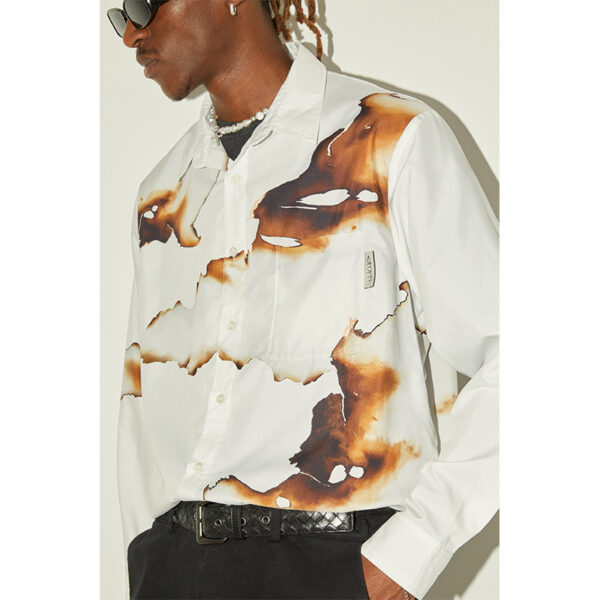 Off-White Ash Printed Long Sleeve Shirt Loose Casual - Image 4