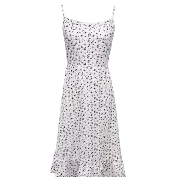 Ladies' Shallow V-neck Vacation Casual Small Floral Print Suspender Dress - Image 3