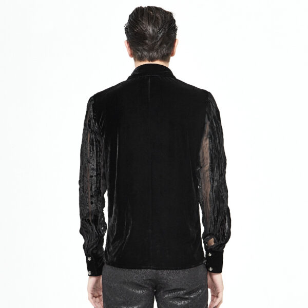 Men's Demon Fashion Gothic Striped Velvet Burnt-out Pleated Shirt - Image 9