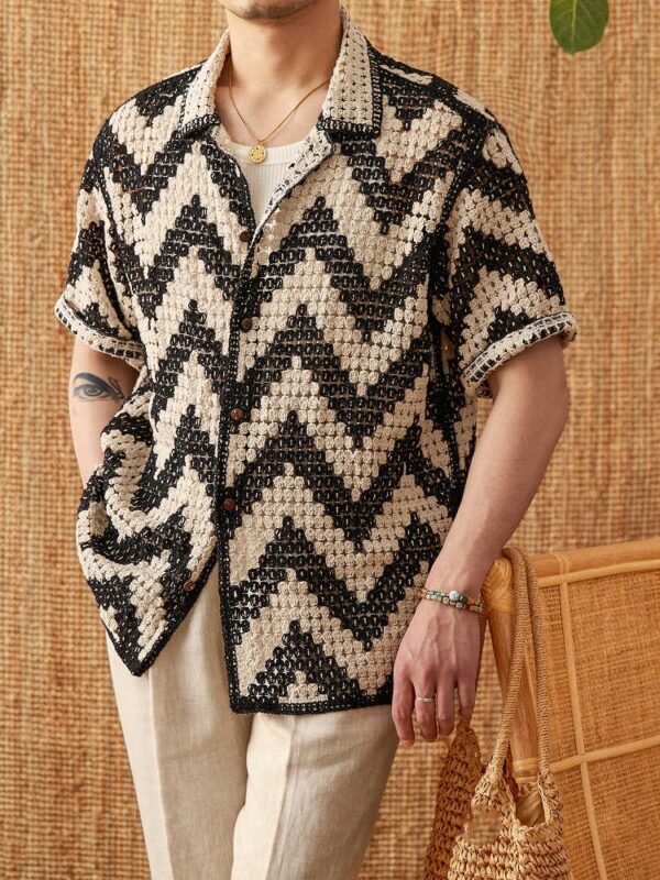Beach Knitted Short-sleeved Cardigan Loose Casual Top - Image 3