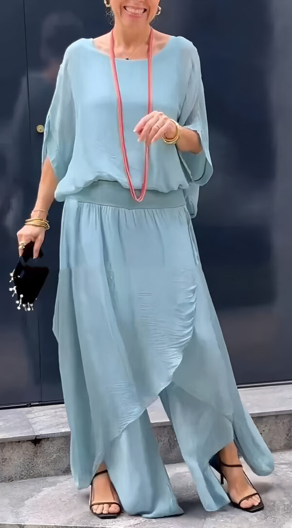 Top Split Wide Leg Pants Chiffon Casual Suit - Image 3