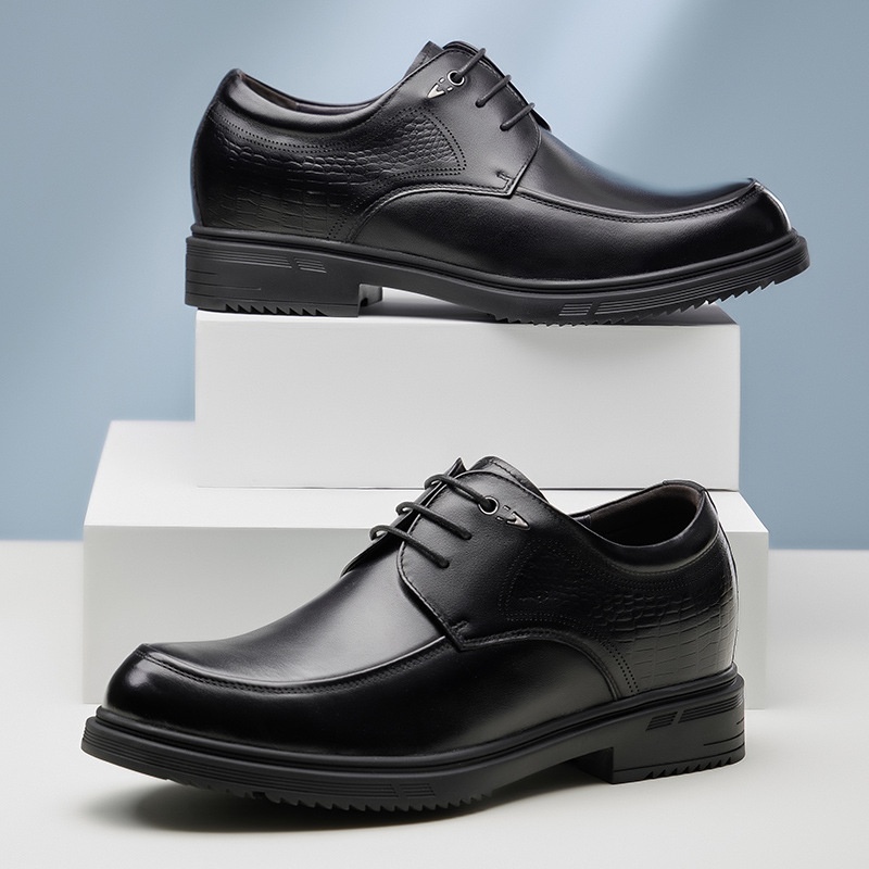 Height Increasing Insole 8cm Business Formal Wear Derby Shoes Genuine Leather Men’s Shoes