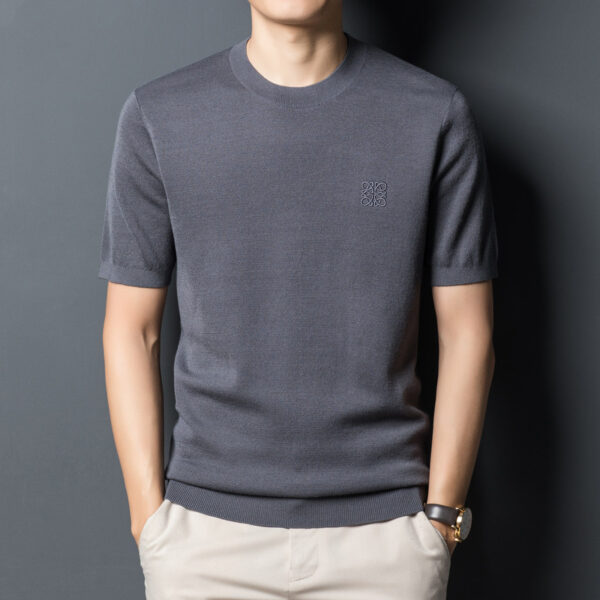 Cardigan Short Sleeve T-shirt Crew Neck Men's Sweater - Image 4