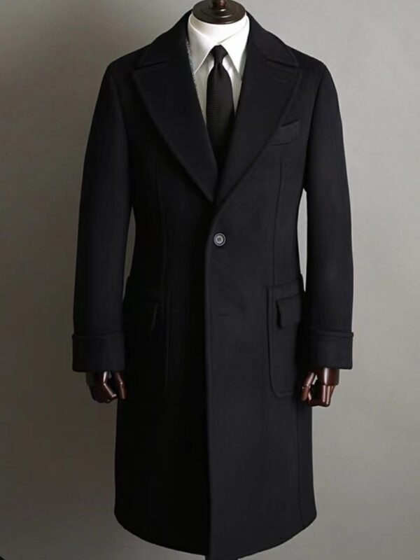 Men's Double Breasted Medium Length Pure Cashmere Coat - Image 7