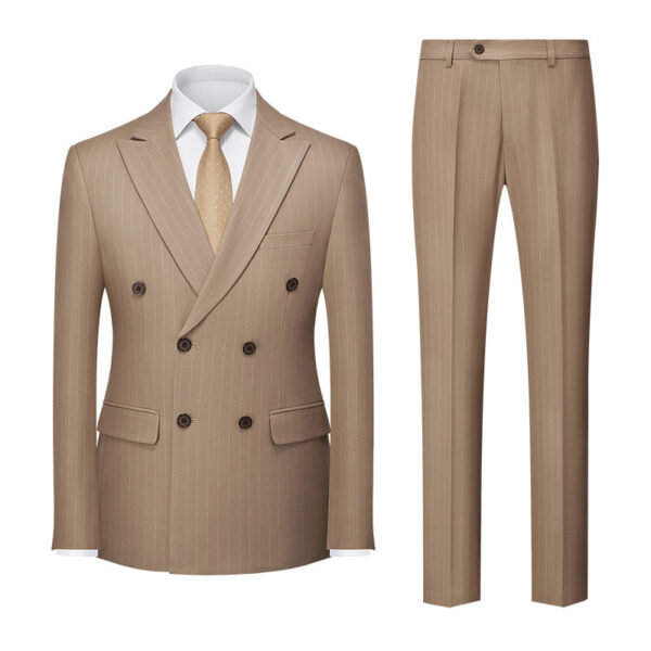 Men's Striped Suit Double-row Two-button Trousers Suit - Image 6