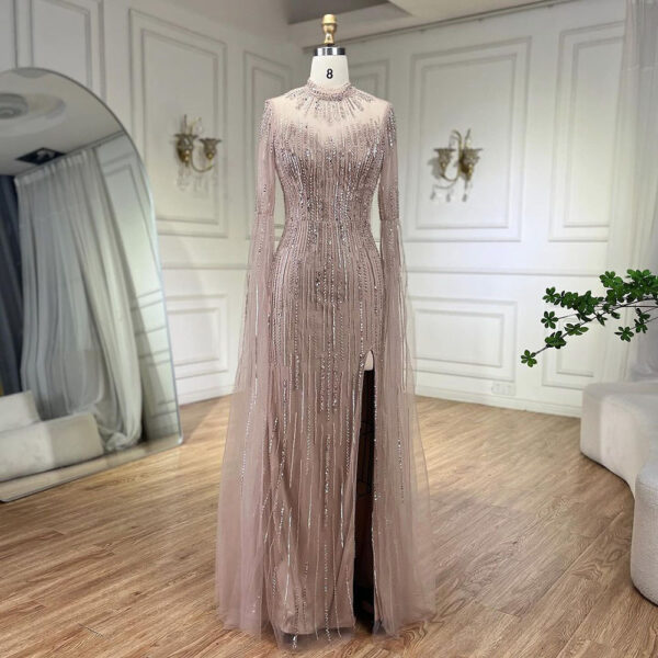 Elegant Flounced Sleeve Split Fishtail Dress - Image 4