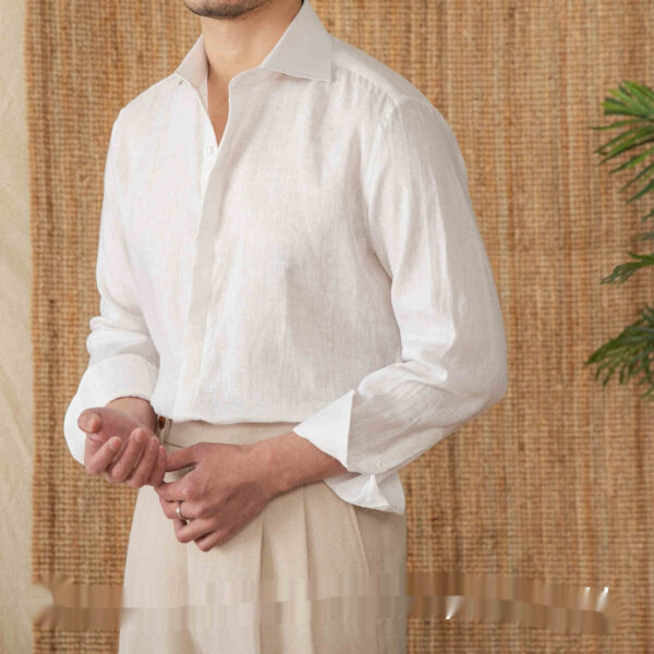 Linen All-matching Solid Color Long Sleeve Shirt - Image 5