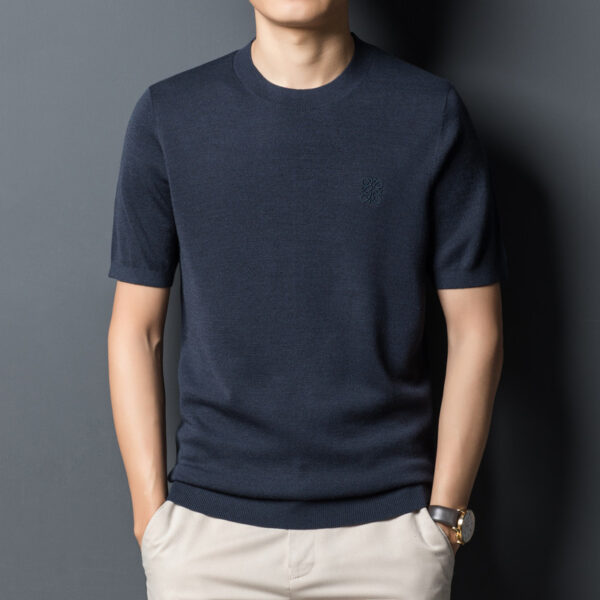 Cardigan Short Sleeve T-shirt Crew Neck Men's Sweater - Image 5