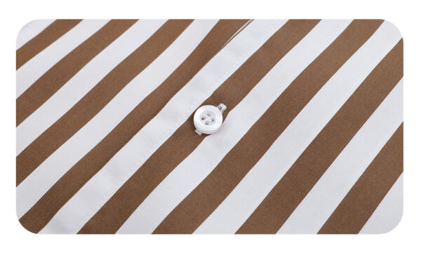 Japanese Retro Brown Striped Short Sleeves - Image 3