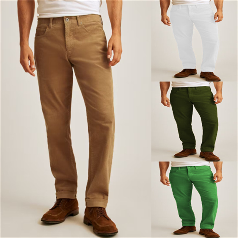 Corduroy Solid Color Loose Casual Straight Trousers