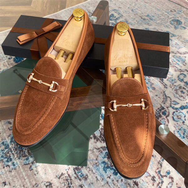 Soft Structure Suede Horsebit Slip On Shoes For Men - Image 7