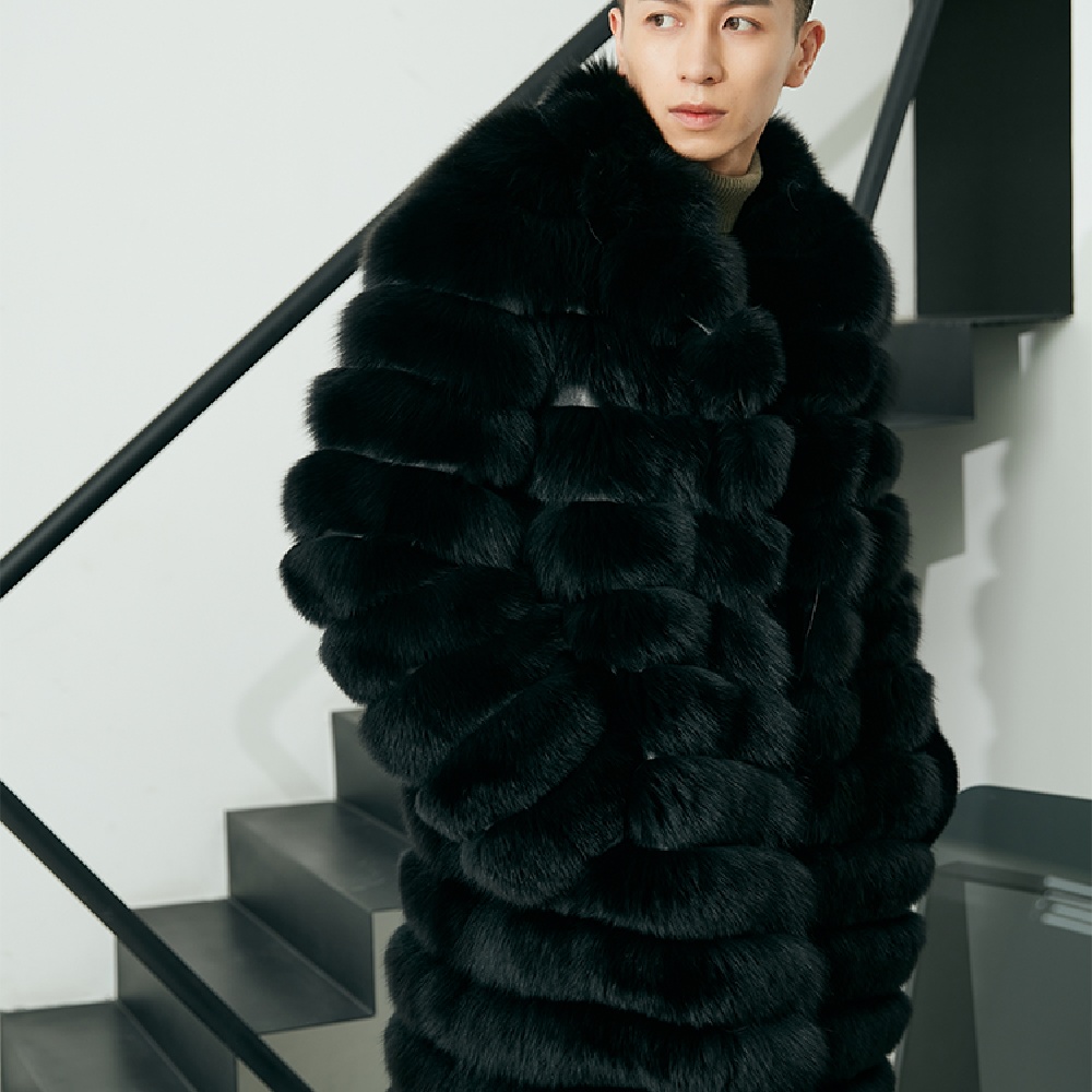 Men’s Real Fur Long Fur Coat Winter