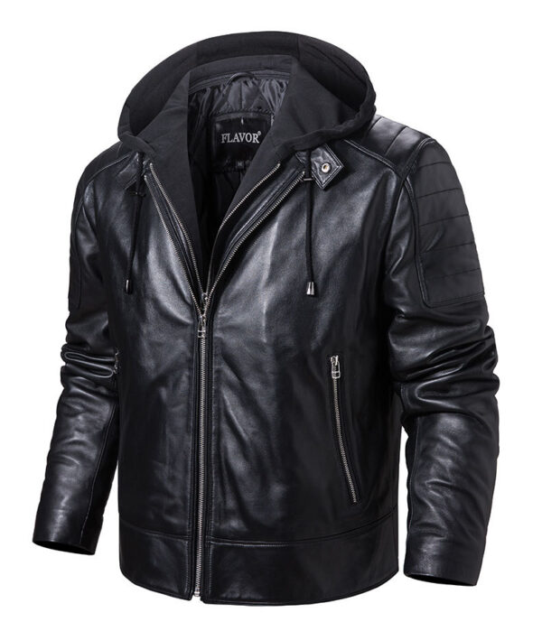 Leather Coat Trend Plus Cotton Hooded - Image 8