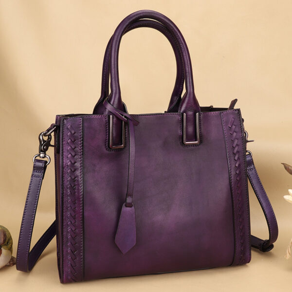 Women's First Layer Cowhide Handmade Hand-held Messenger Bag - Image 4