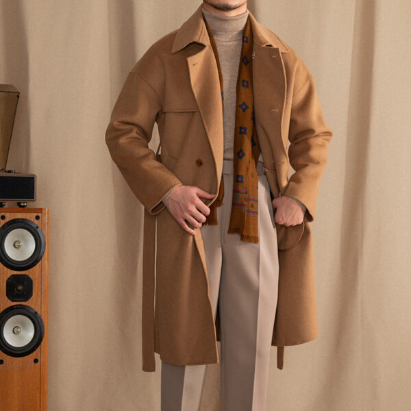Men's Wool Drop Shoulder Casual Mid-length Coat - Image 9