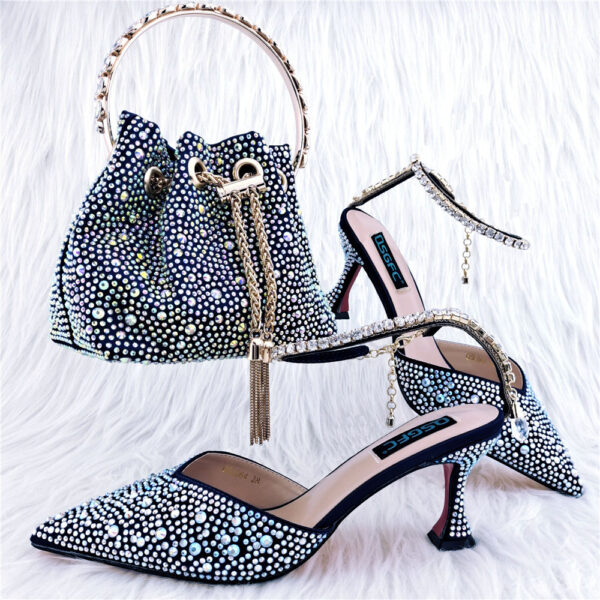 Shoe Bag Set Combination Pointy Back Empty Sandals Same Style Hand-held Diamond - Image 3
