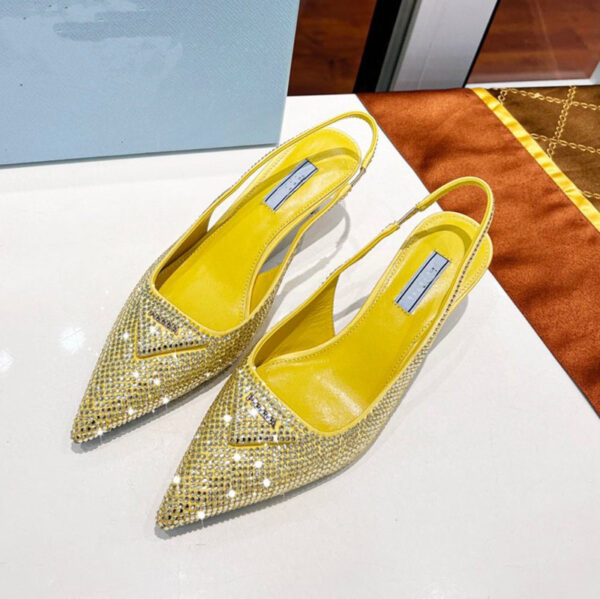 Women's Triangle  Pointed Rhinestone Cat Heel Sandals - Image 2