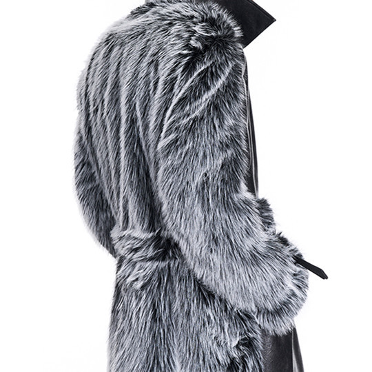 Cotton Padded Thickened Thermal Long Leather Wind Coat - Image 4