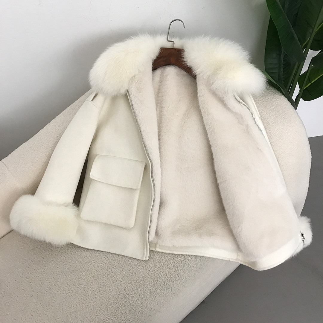 Autumn And Winter Velvet Thickened Short Double-sided Wool Overcoat - Image 8