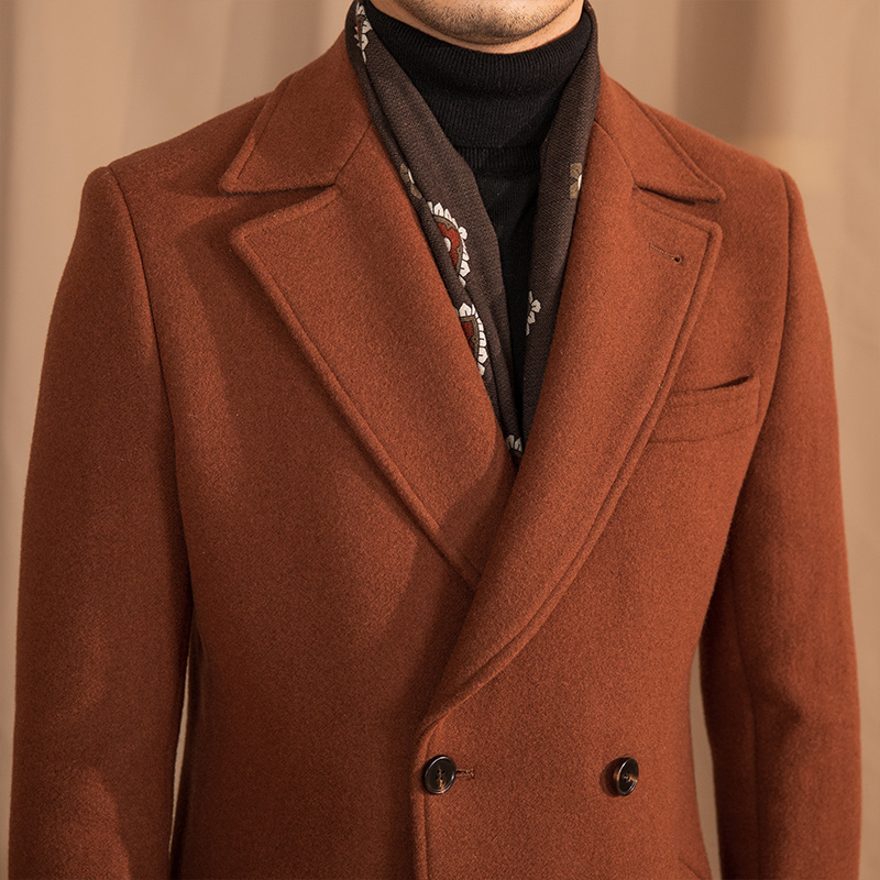 Warm Coat Double-breasted Mid-length Wool Overcoat - Image 8