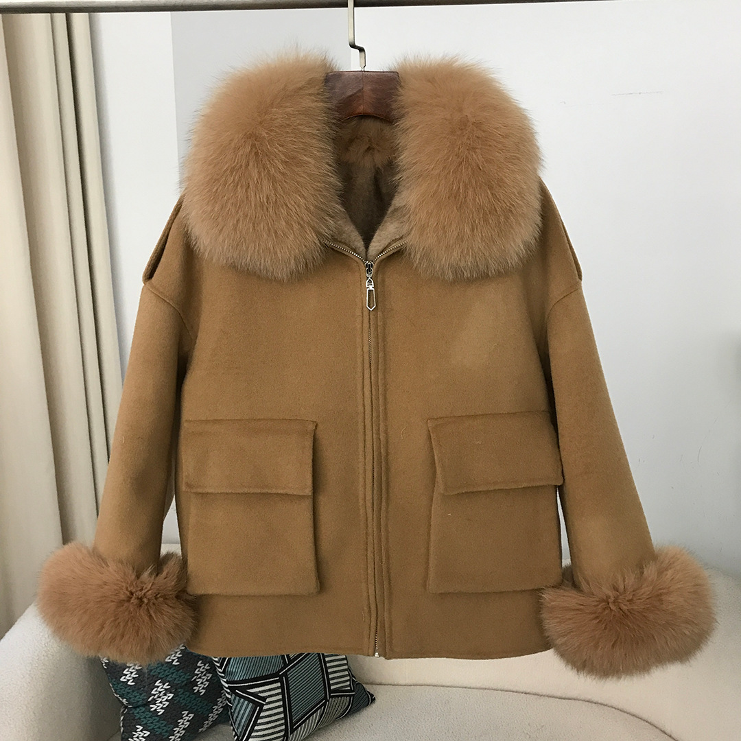 Autumn And Winter Velvet Thickened Short Double-sided Wool Overcoat - Image 3