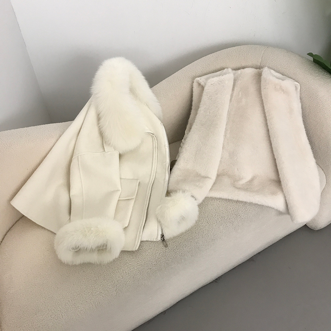 Autumn And Winter Velvet Thickened Short Double-sided Wool Overcoat - Image 2