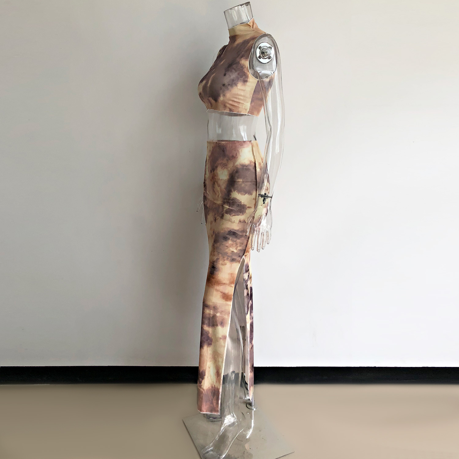 One-Piece Printed Yellow Tie-Dye European And American Vest Women’s Suit