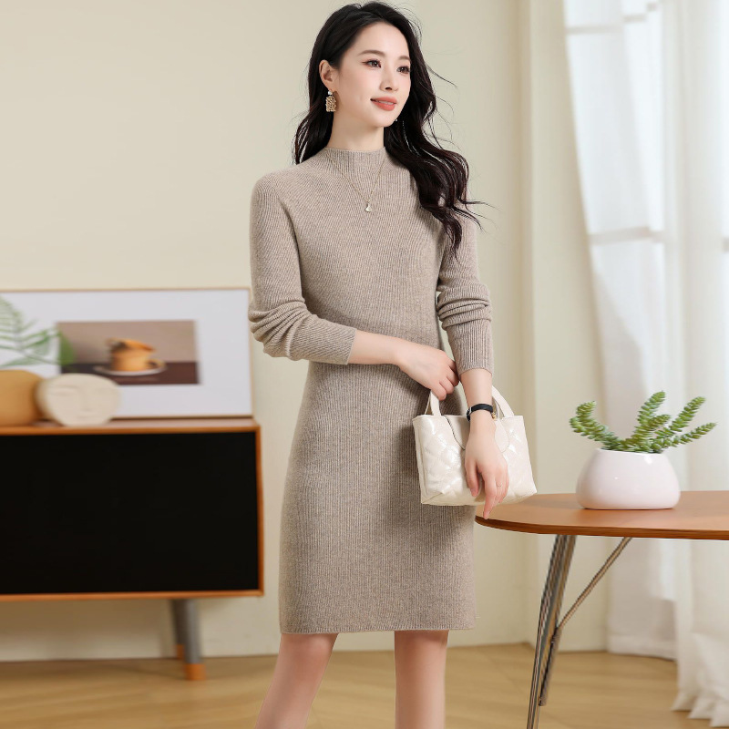 Baby Cashmere Half-high Collar Long Sleeves Slim-fit Commute Simple - Image 2