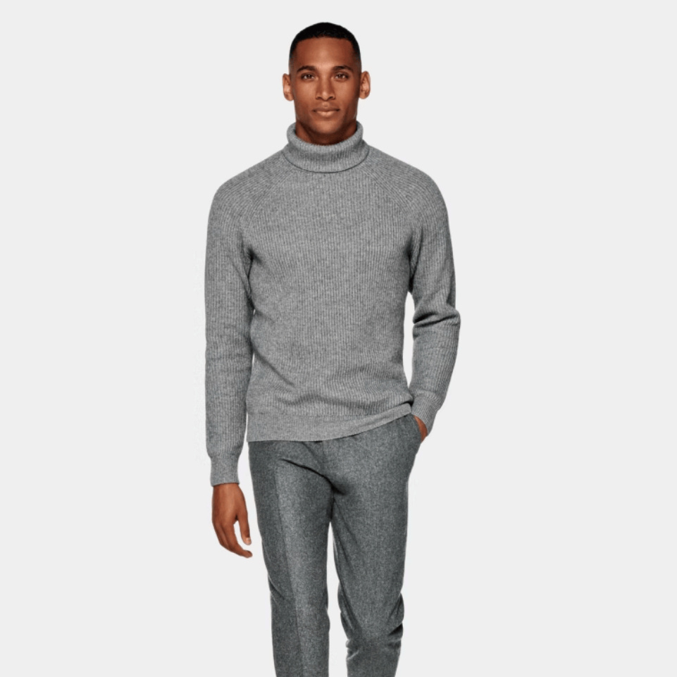 Cashmere Men’s High-neck Knitted Sweater Fashionable Pullover