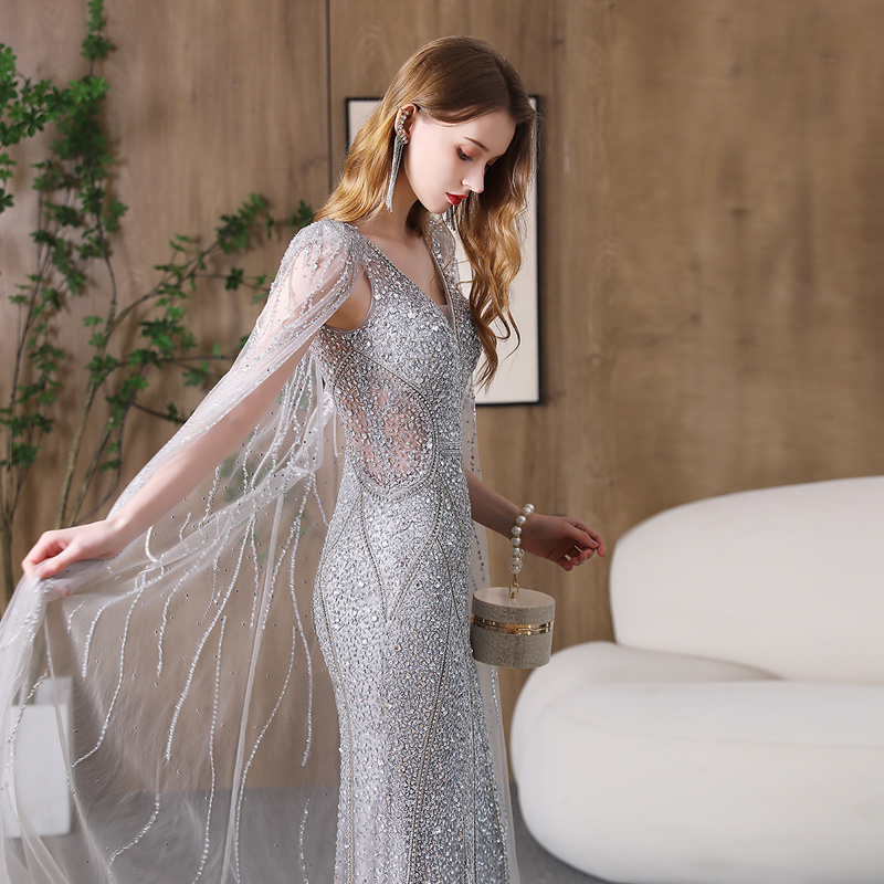 Evening Dress Banquet Slimming Fishtail Host Evening Dress - Image 9