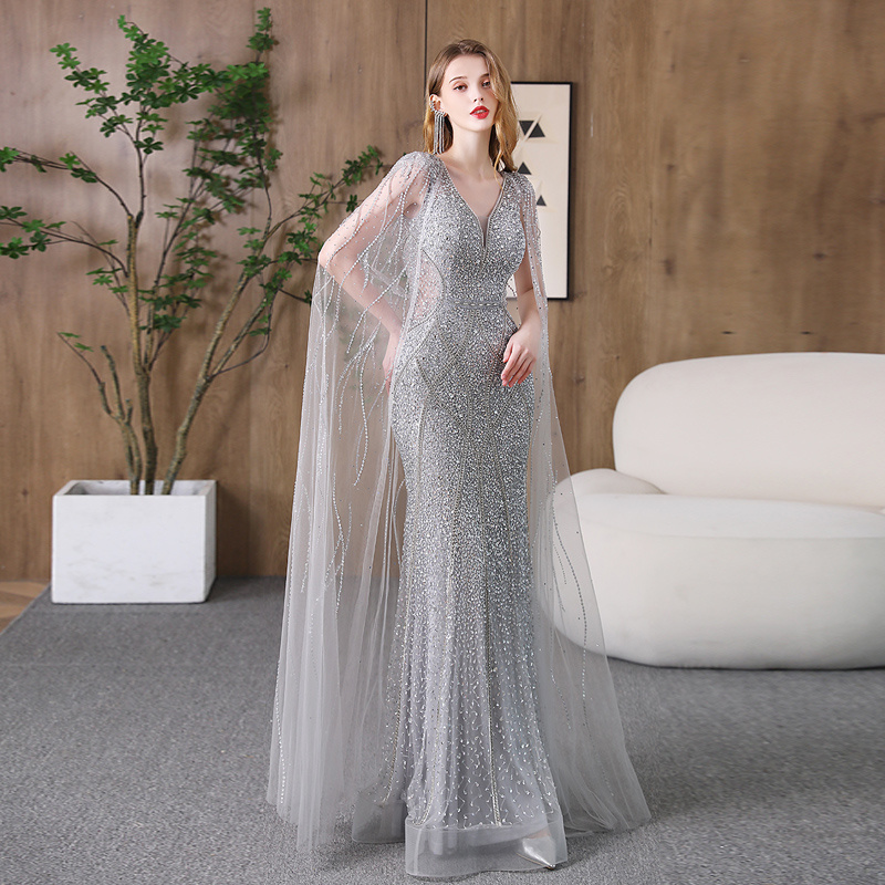 Evening Dress Banquet Slimming Fishtail Host Evening Dress - Image 2