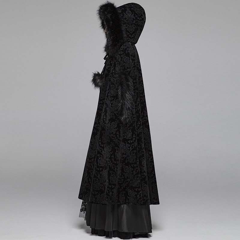 Dark Snow Queen Hooded Windbreaker Long Cape - Image 4