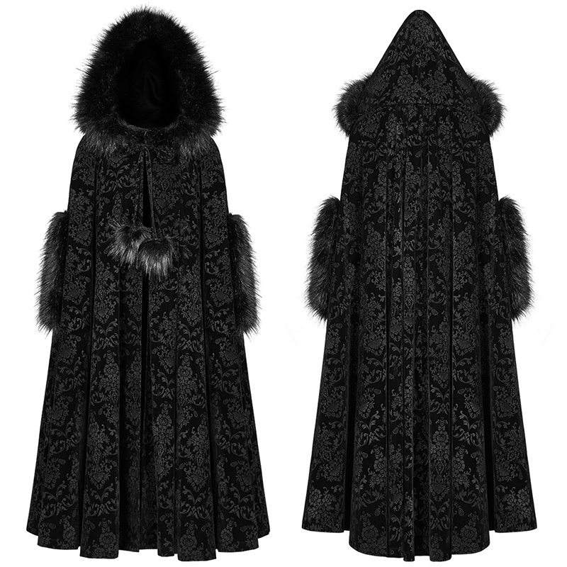 Dark Snow Queen Hooded Windbreaker Long Cape - Image 2