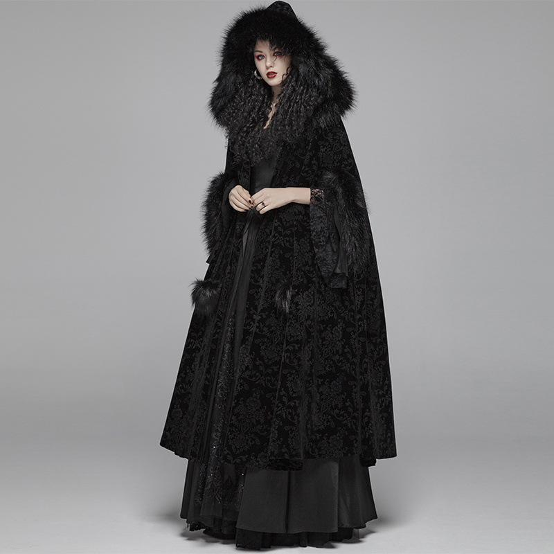 Dark Snow Queen Hooded Windbreaker Long Cape - Image 3