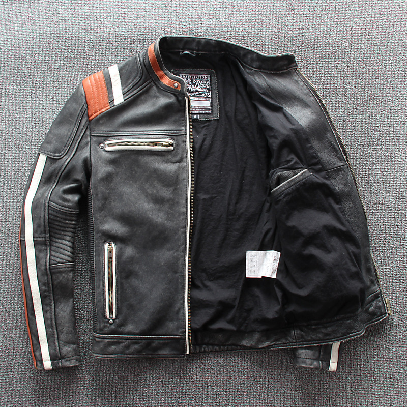 Men's Motorcycle Jacket Leather Jacket - Image 3