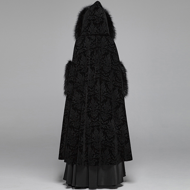 Dark Snow Queen Hooded Windbreaker Long Cape - Image 5