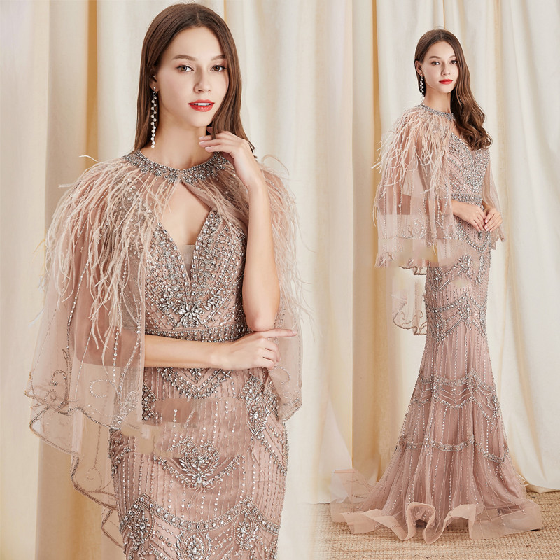 Ladies’ Mermaid Dress With Shawl Is Elegant