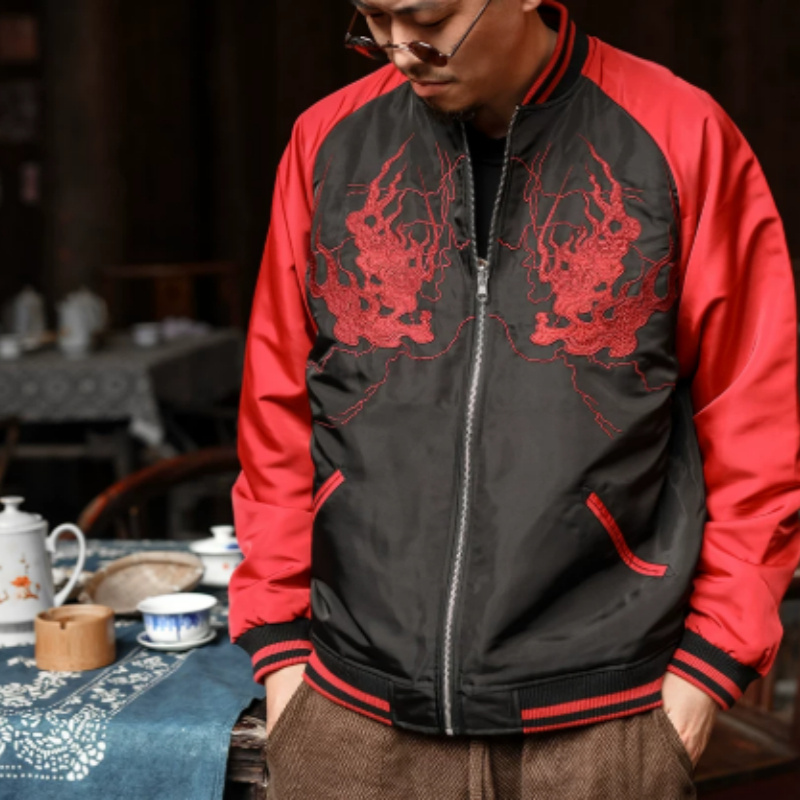 Heavy-duty Embroidered Mens Yokosuka Reversible Jacket