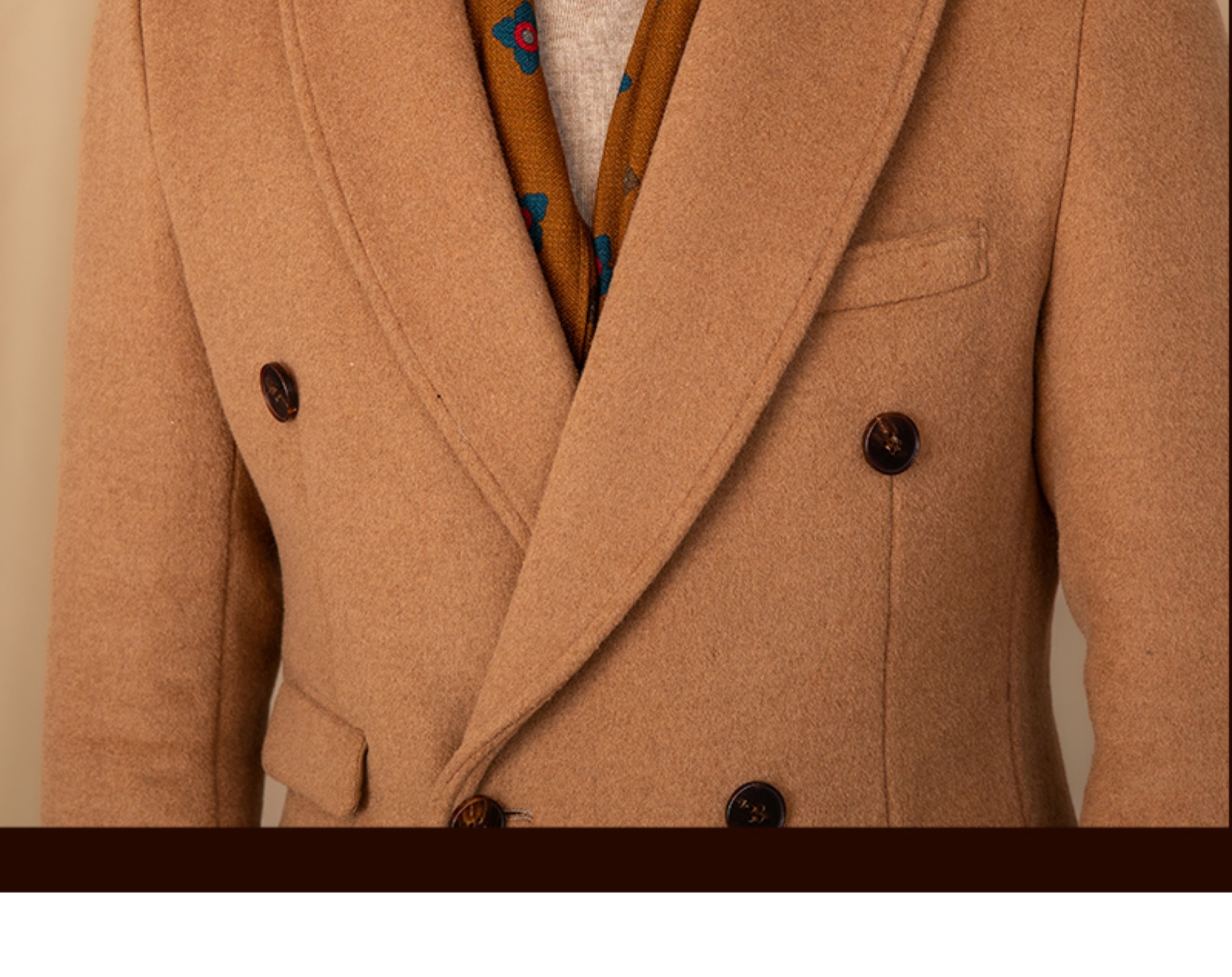 50 Wool Extra Thick Mid-length Closure Collar Double-row Thermal Jacket - Image 8