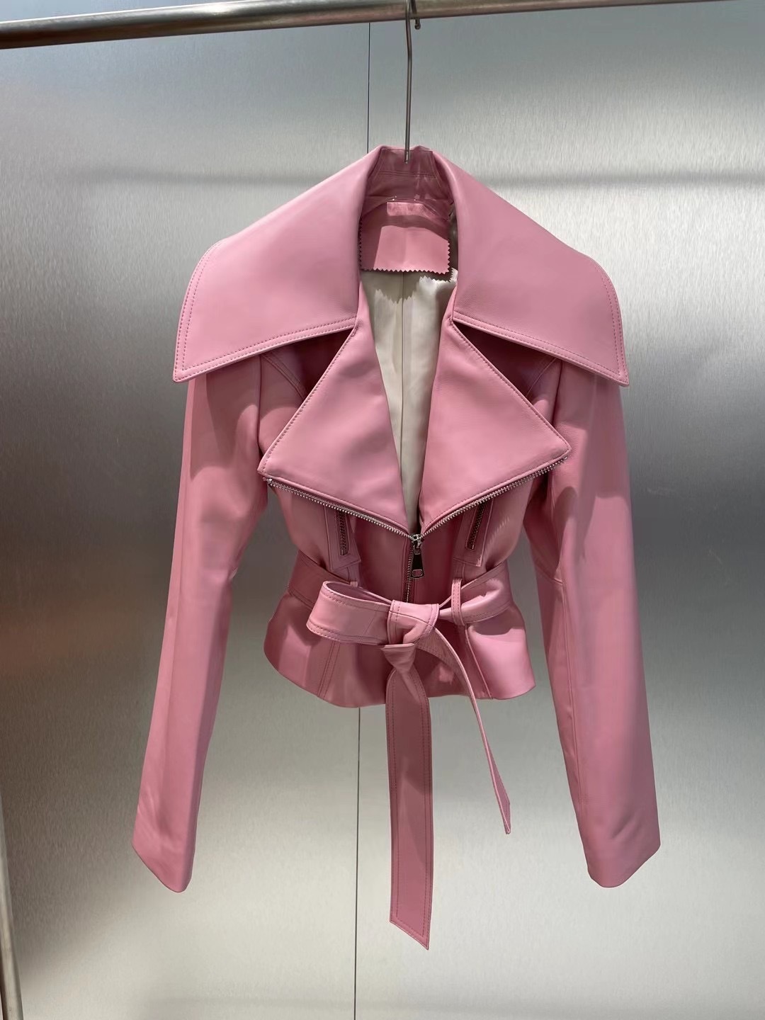 New Sheepskin Leather Short Hong Kong Style Leather Coat - Image 5