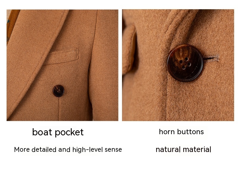 50 Wool Extra Thick Mid-length Closure Collar Double-row Thermal Jacket - Image 3