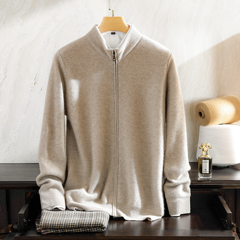 Men’s Zippered Fashion Round Neck Sweater