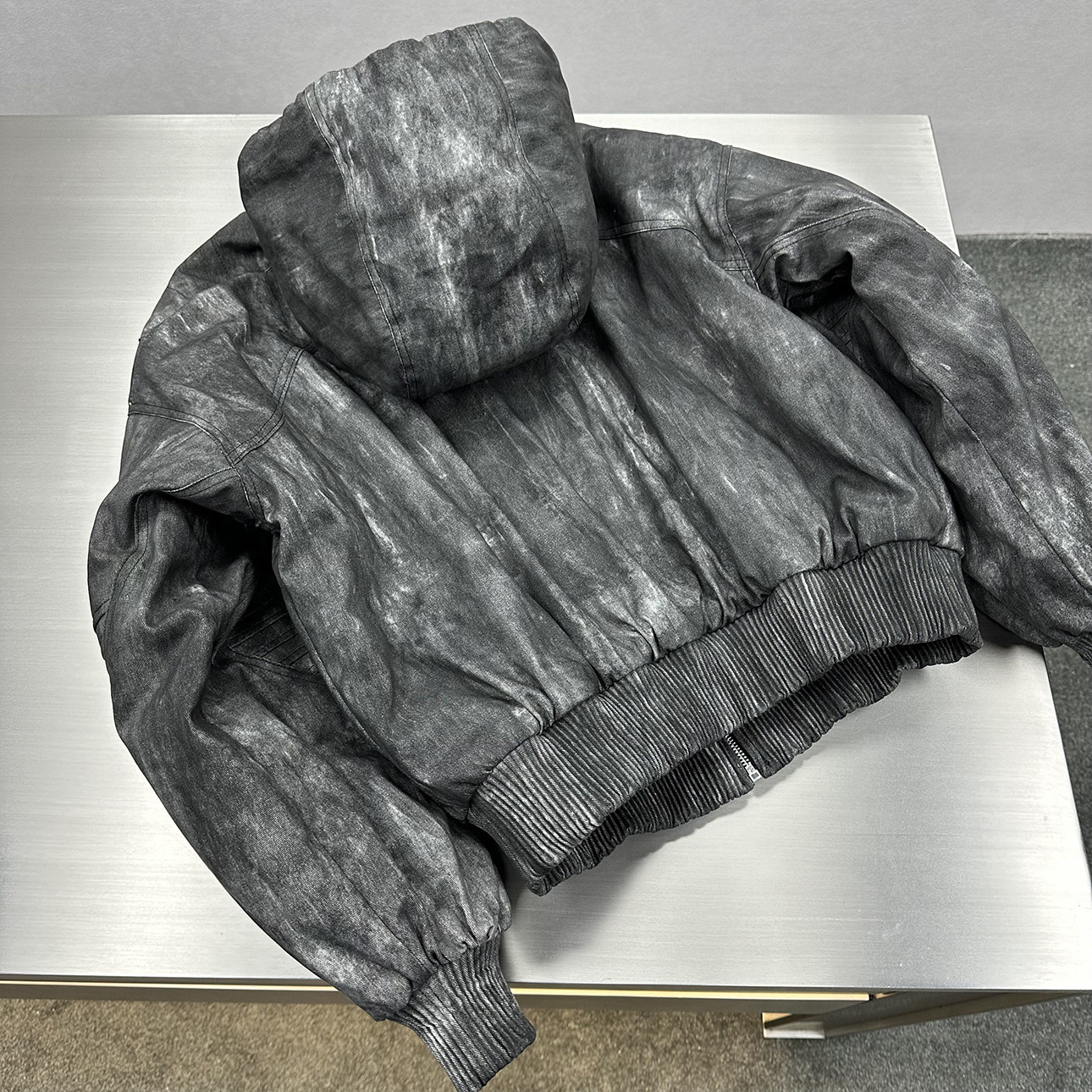 Ink-wash Shibori Hooded Jacket With Astronaut Design And Quilted Lining - Image 6