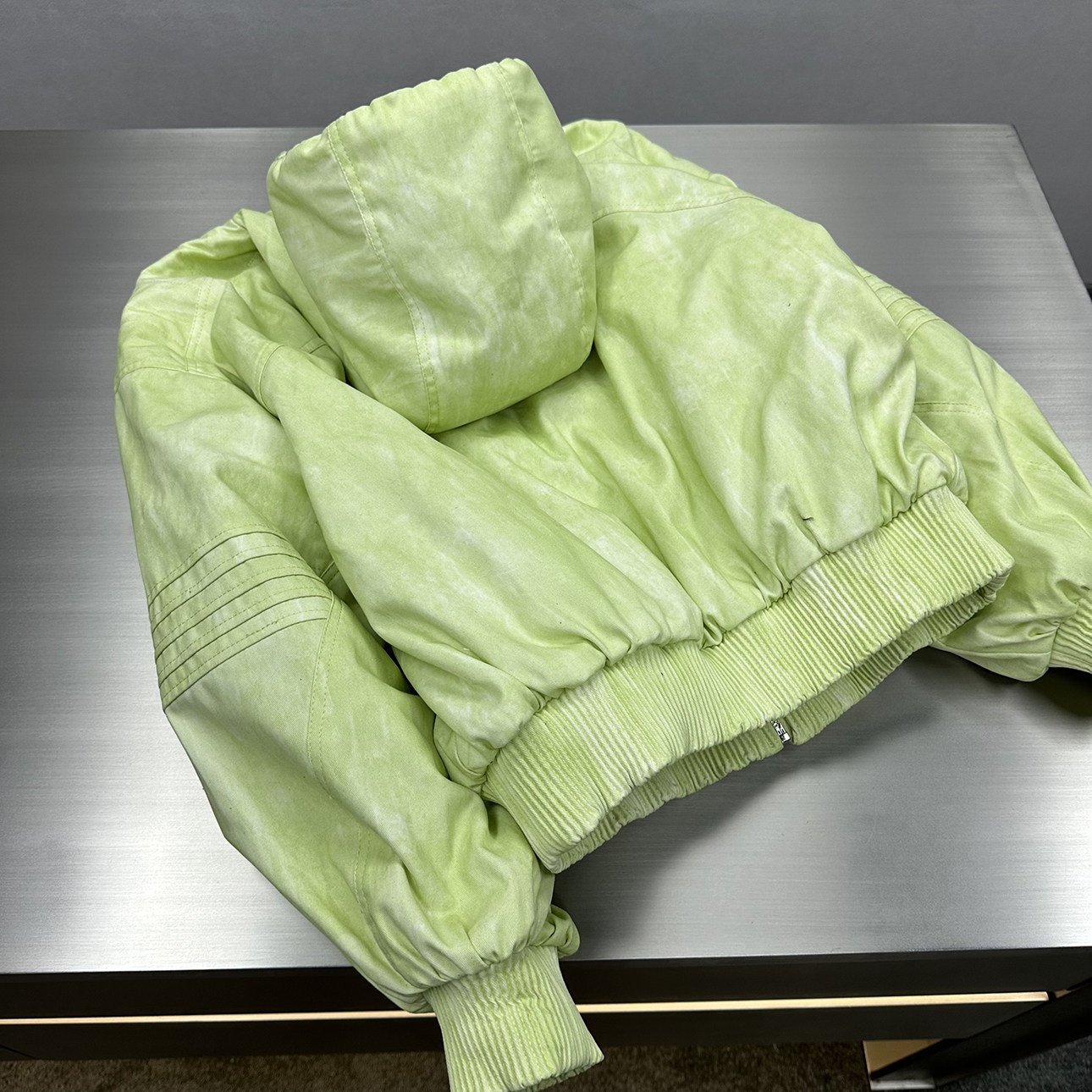 Ink-wash Shibori Hooded Jacket With Astronaut Design And Quilted Lining - Image 5