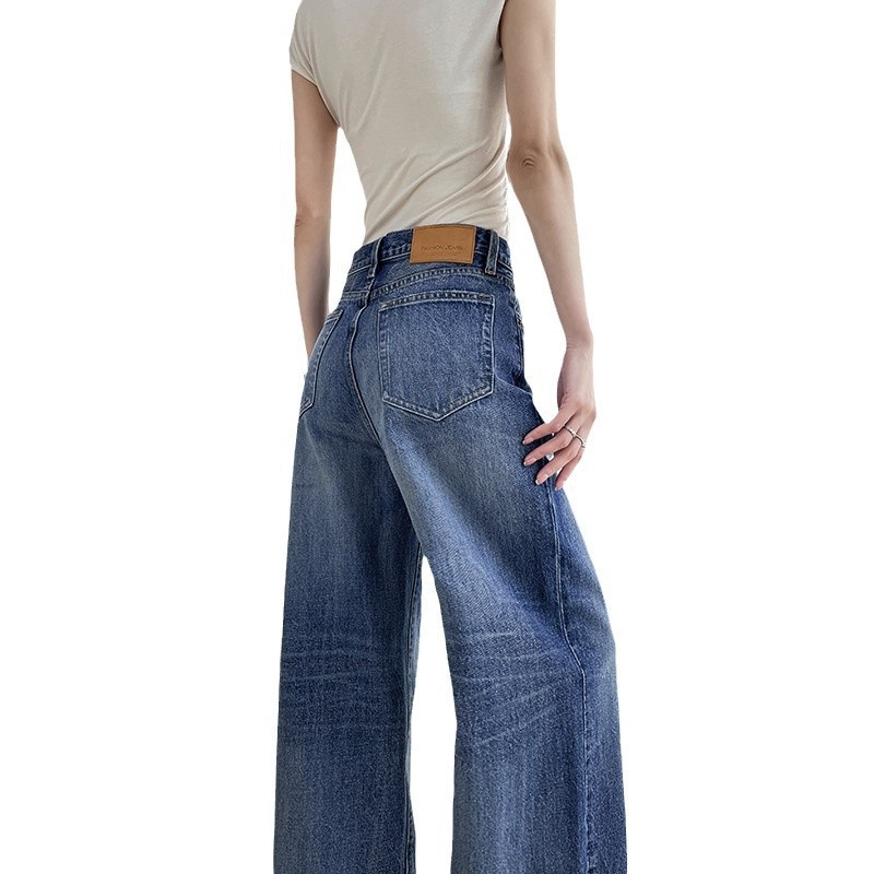 Light Blue Wide Leg Jeans Women's High Waist Loose Straight Mop - Image 6