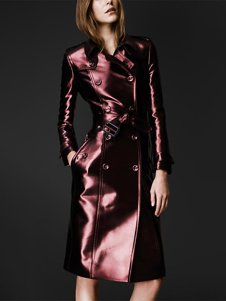 Women's Leather High Fashion Coat Slim Fit - Image 5