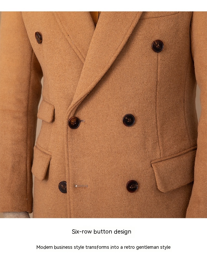 50 Wool Extra Thick Mid-length Closure Collar Double-row Thermal Jacket - Image 2